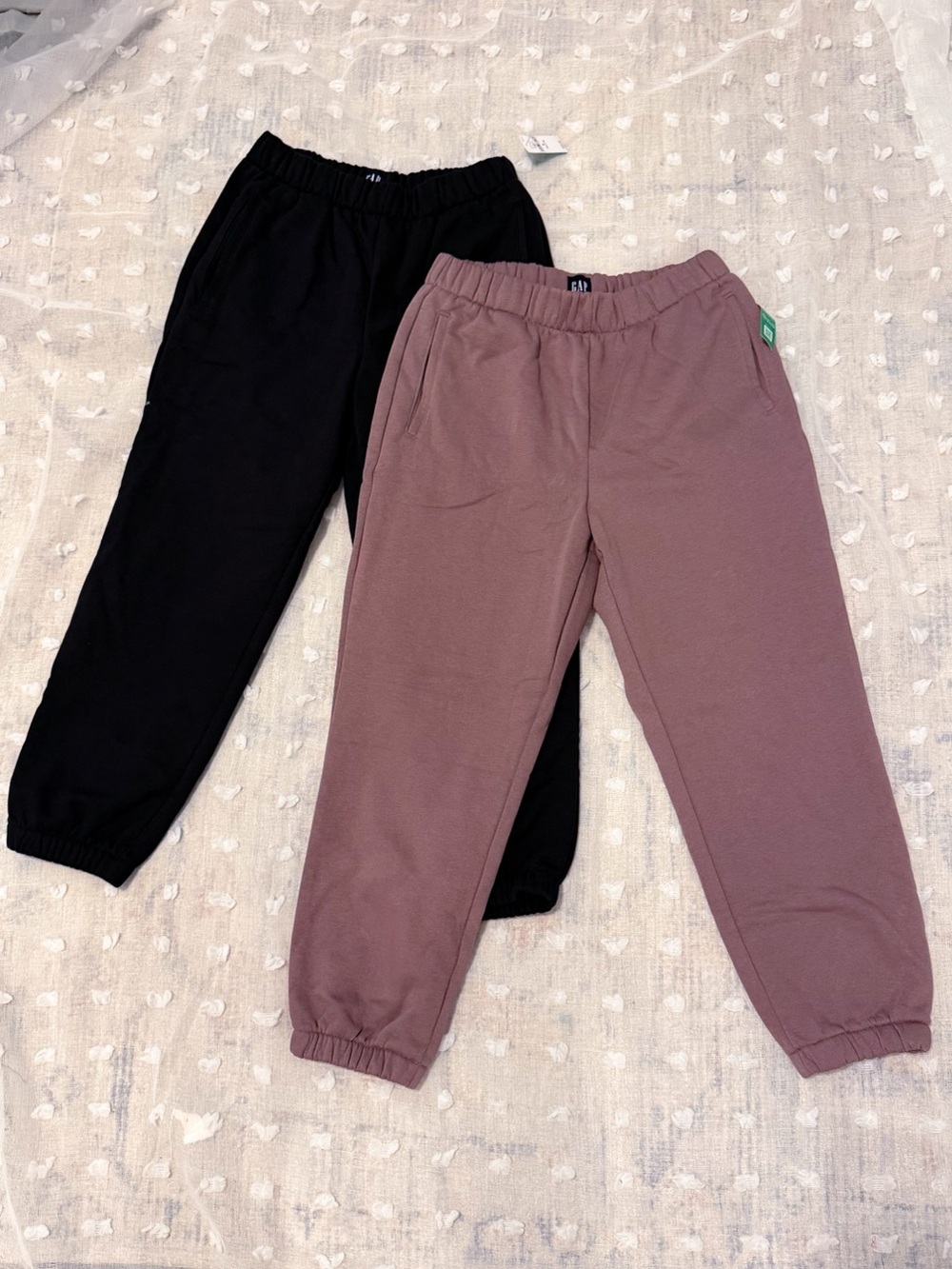 NWT! TWO Gap soft Jogger Sweat Pants - Black & Mushroom Brown Sz M petite